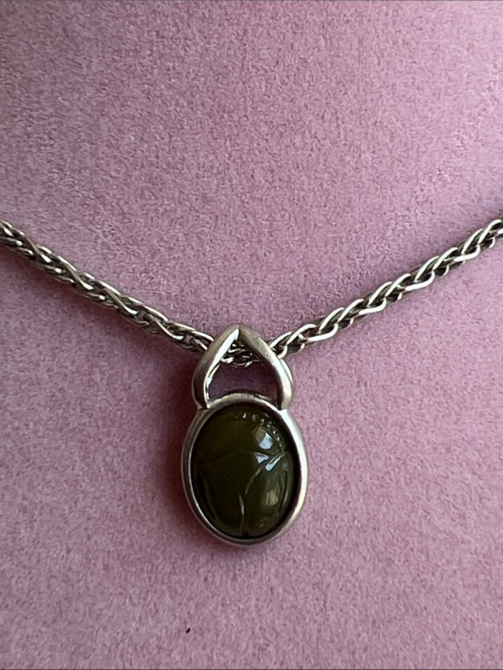 LC Lauren Conrad Olive Cabochon Silver Pendant Necklace